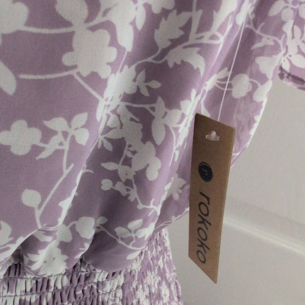 Rokoko Floral Maxi Dress Womens Size Large Purple Lined Cottagecore NEW - Picture 9 of 11